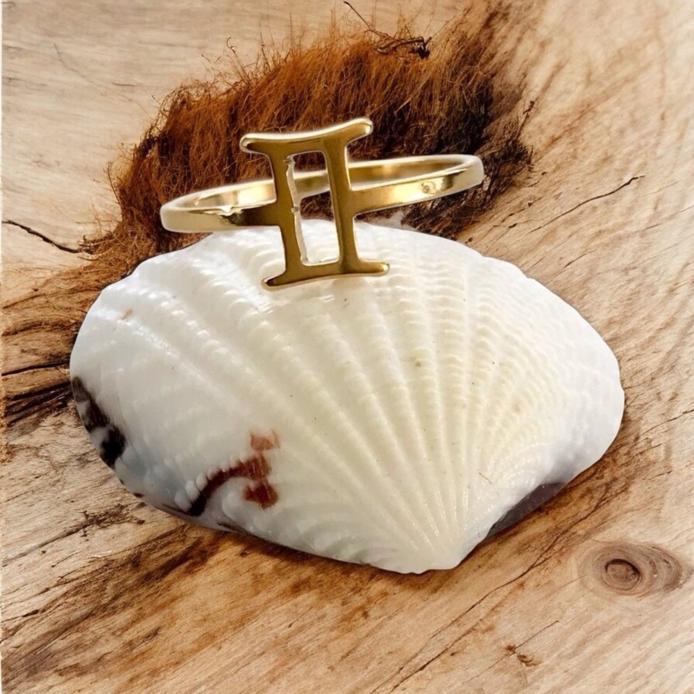 🆕 Gemini Gold Plated Zodiac Ring Gold Plating over Stainless Steel
